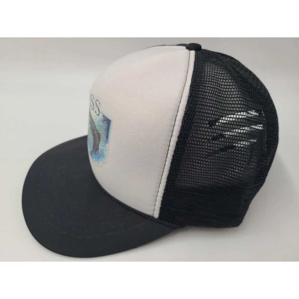 Vintage Bass‎ Fishing Mesh Trucker Snapback Hat Cap Outdoors Nature White Black